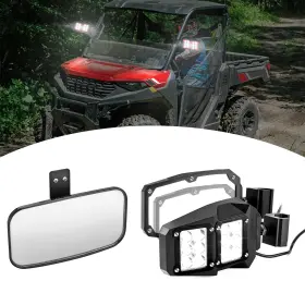 80301016 21st Utv Side Mirrors With 24 Leds And Center Mirror For Polaris Ranger 1000/xp 1000 Crew
