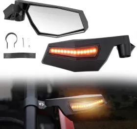 Aupsdmpp1u A & Utv Pro Adjustable Folding Side Mirrors For Polaris Rzr Xp 1000 2000-24 With Led Lights