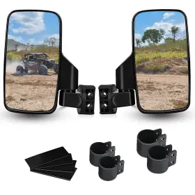 Utv-156b Angooni Utv Side View Mirrors For 1.75 Inch And 2 Roll Bar Cage Pack Small Black