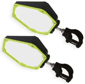103302-1.75 Assault Industries Black/fluorescent Yellow Bomber Plastic Mirrors 1.75 Inch Clamps