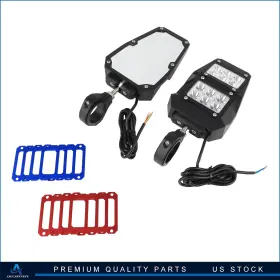Aup16746701cp Aup Rear View Side Mirror With Led Spot Lights For Utv Polaris Rzr 1.75 Inch -2 Clamp Kit