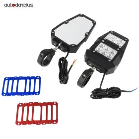 Adp1674670401cbd Autodayplus Rear View Side Mirrors With Led Spot Lights For Utv Polaris Rzr 1.75 Inch -2 Clamp Kit