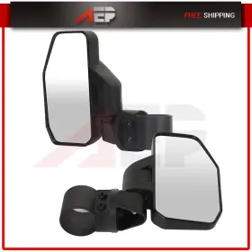 Ap11719101y Autopuppy L R Mirrors 1.5 Inch -2 Roll Cage Rear For Utv Atv Polaris Yamaha Honda Black