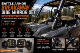 200-1000-03 Battle Armor Designs Utv Mirrors Pair 1.75 Inch -2.0 Universal Breakaway 360 Off Road Set Of 2