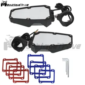 Bou2169608 Boutiquetrove Utv Rear View Side Mirrors With Led Lights For Polaris Rzr 1.75 Inch -2 Roll Cage
