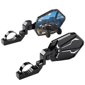 Kmb0106-02001bk Branded Utv Side Mirrors Billet Aluminum Fit 1.6 Inch -2 Roll 6.1 3.96 Chrome