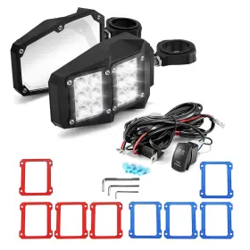 Mf-80301018 Branded Wi005-a Utv Side Rear View Mirrors With Led And Wiring Harness Clear