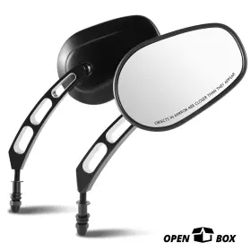Crc-mpmrm003bk Charismatic Racing Concepts Open-box Fit Universal Naked Bike Aluminum Cover Oval Convex Side View Mirrors