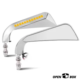 Crc-mpmrm004ch Charismatic Racing Concepts Open-box Fit Universal Naked Bike Axe Chrome Cover Led Signal Side View Mirrors