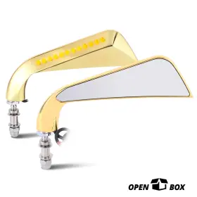Crc-mpmrm004rg Charismatic Racing Concepts Open-box Universal Naked Bike Axe Gold Cover Led Turn Signal Sideview Mirrors
