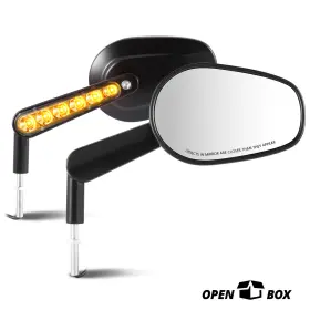 Crc-mpmrm006bk Charismatic Racing Concepts Open-box Fit Universal Naked Bike Black Cover Oval Led Signal Side View Mirrors