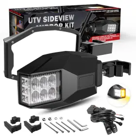 Colight 699905491718 Utv Side Rear View Mirrors Fold Led Turn Singal Light 1.75-2 Inch Clamps For Polaris