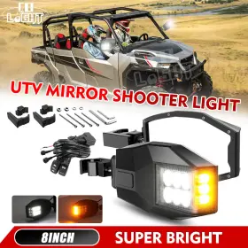 Dy-80301018 Colight 2pcs Utv Side Rear View Mirrors With Light For Polaris Rzr 900 Xp 1000 Can-am X3