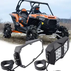 Dasbecan 727277105411 Utv Side Rear View Mirrors With Led Lamp Compatible Polaris