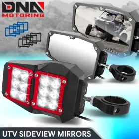 Dna-mpmru012 Dna Motoring Universal Roll Cage Bar Mount Utv Three Colors Trim Cover Led Side View Mirrors