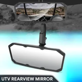 Dna-mpmru016 Dna Motoring Universal Roll Cage Bar Mount Utv Adjustable Clamp White Glass Rearview Mirror