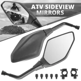Dpt-mpmra003 Dpt Motorsports Fit Universal Atv Polypropylene Glass Side View Mirrors Handlebar Mount Bolt-in