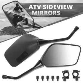 Dpt-mpmra004 Dpt Motorsports Fit Universal Atv Black Textured Convex Side View Mirror Handlebar Mount Bolt-in