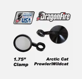 04-0016 Dragonfire 2012-2015 Arctic Cat Wildcat 1000 Black Mirror 1.75 Inch Clamp