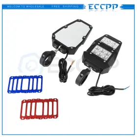 Ecp1674670401cbd Eccpp Rear View Side Mirrors With Led Spot Lights For Utv Polaris Rzr 1.75 Inch -2 Clamp Kit