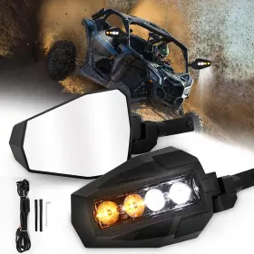 Masboo3ooatoo1oo1zb Eway For 1.75 Inch -2 Roll Bar Polaris Rzr 900 Honda Rear Side View Mirrors Led Lights Us