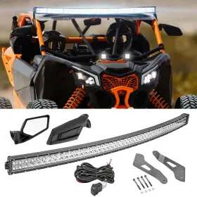8010100503 He Roof 52 Inch Led Light Bar Bracket And Rear Racing Mirrors Fit Can-am Maverick X3 Max