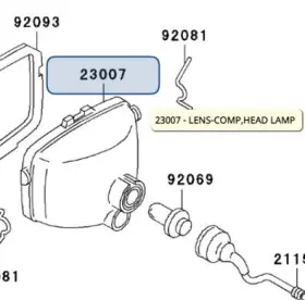 23007-1274 Kawasaki Oem 1989-2004 Bayou Prairie Headlight Lens