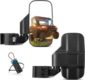 04301 Kemimoto Utv Side Mirrors Pro-fit Mirror Compatible 7.32 In 3.82 Black