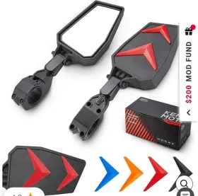 B0106-01101bk-km Kemimoto New Utv Side View Mirrors Can Am Maverick X3/ Rzr With 1.75 Inch -2ftft Roll Bar