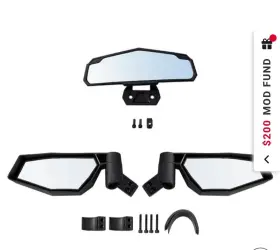 B0106-16240-bk Kemimoto Center Rearview Mirror And Side Mirrors Kit Set Polaris Rzr Xp 1000 2024-2025