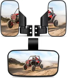 Bzh0211-02 Kemimoto Polaris Rzr Side Mirrors And Center Mirror For 1.6 -2 Roll Bar Cage By