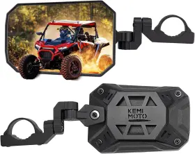 Km1b0106-15101bk Kemimoto Utv Side Mirrors One Mirror Two Purposes 8 Inch X 5.3 Black