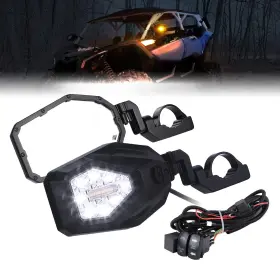 Kmb0106-05603bk Kemimoto Utv Side Mirrors With Led Spot And Turn Signal 7.6 In X 4 Black