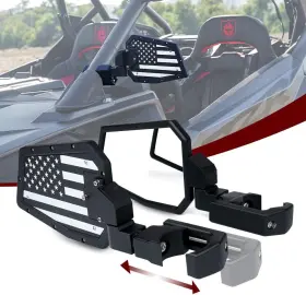 Rjsm-g1-flag Lupar Aluminum Utv Side Mirrors Fits 1.75 Inch -2 Roll Cage Bar America Usa Flag Pattern