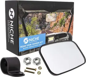 2221 Niche 803467027876 Utv Rear View Center Mirror With 1.75 Inch Roll Bar Cage For Black