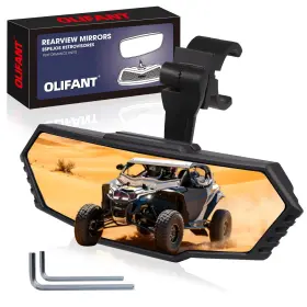 Olifant 1507-2 Utv Center Rearview Mirror 1.6-2.0 Inch Round Roll Cage For 10.62 X 3.38 Black