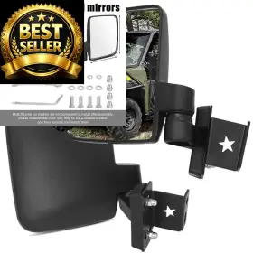 Omg-mirror-r500570900 Omgro Side Mirrors For Polaris Ranger 570/500 /900 2013-2025 Excludes Round Black
