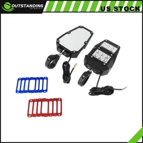 Ou11808324167467parts Outstanding-carparts For Utv Polaris Rzr 1.75 Inch -2 Roll Cage Rear View Side Mirrors With Led Lights Kit