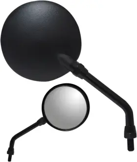 0640-0949 Parts Unlimited Round Mirror - Black 3-7/8 Inch Lens 4-1/2 Stem