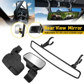 Peakparts 650076558655 Utv Rear Side&center Mirrors Set 1.75 Inch Roll Bar For Polaris Rzr 570/900/xp 1000