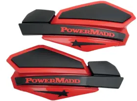 34202 Powermadd Inch Star Series Handguards Atv Utv Mx Snowmobile - Red/black