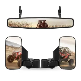 Ransoto 697478908046 Utv Side Rear View Mirror And Center With 1.75 Inch To 2 Roll Bar Cage Mo