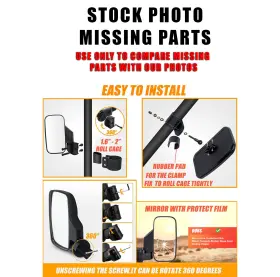 Rm068 Ransoto Utv Atv Rear View Right Side Mirror Polaris Plz Read Missing Ob