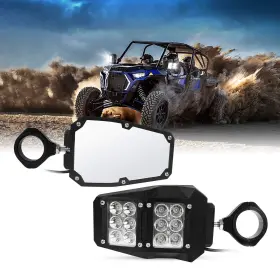 Rm077 Ransoto Utv Offroad Side Rear View Mirrors 2 Inch Roll Bar Led 75-2 Spot Light Polaris