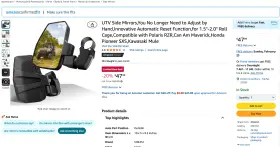 Mr-un012103-a Shejitsu Utv Side Rear View Mirrors For Polaris Rzr Can Am Maverick Honda Pioneer Sxs