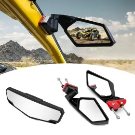 80301048 Si Pair Utv Side Mirrors With Angle Adjustment Center Mirror For Can Am Maverick R
