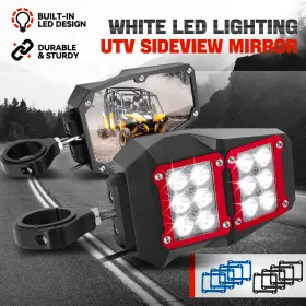 Sdd-mpmru012 Speed Daddy Universal Roll Cage Bar Mount Utv Led Rear View Side Mirrors Decorative Trims