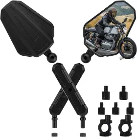 Ge7312874 Tewgug Upgraded Universal Motorcycle Mirror Adventure Ball-head Atv Rear View Black
