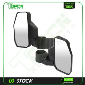 Top11719101nc Topcn Pair Mirrors Black 1.5 Inch- 2inch For Utv Atv High Impact Polari Yamaha Honda
