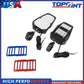 Ap16746701l Topoint Rear View Side Mirrors With Led Light 1.75 Inch -2 Roll Cage For Utv Polaris Rzr